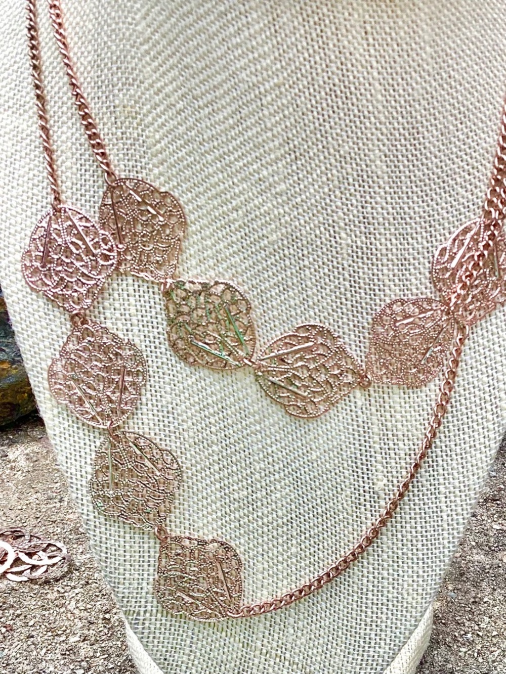 Rose Gold Tone Filagree Necklace, 40''